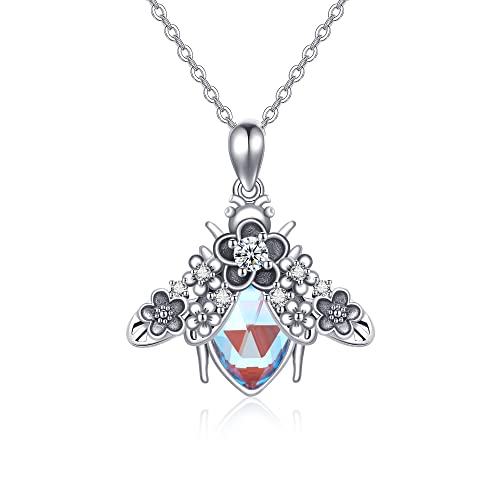 VENACOLY Biene Kette 925 Sterling Silber Biene Anhänger Halskette Mondstein Biene Schmuck Geschenk für Damen von VENACOLY