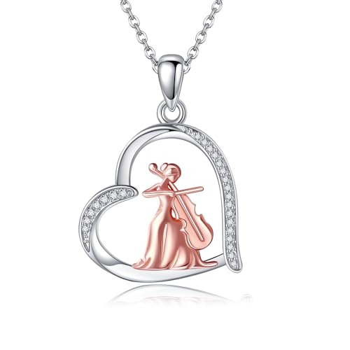 VENACOLY Cello Geschenk Halskette 925 Sterling Silber Violoncello Halsketten Musik Spielen Cello Anhänger kette Violoncellist Schmuck Geschenke für Frauen Damen Studentinnen von VENACOLY