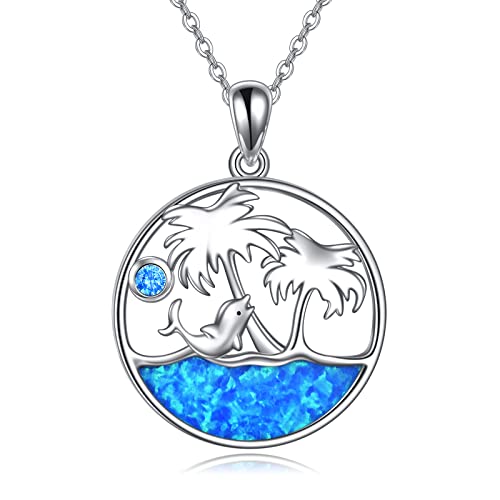 VENACOLY Delfin Halsketten Geschenke für Frauen Sterling Silber Kristall Delfin Anhänger Ozean Schmuck für Mädchen von VENACOLY