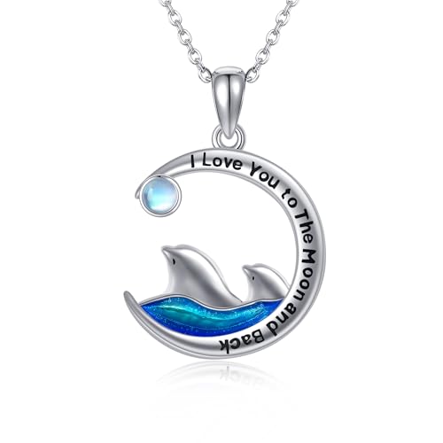 VENACOLY Delfin Kette 925 Sterling Silber Delfin Anhänger Halskette Ozean Delfin Schmuck Geschenk für Damen von VENACOLY