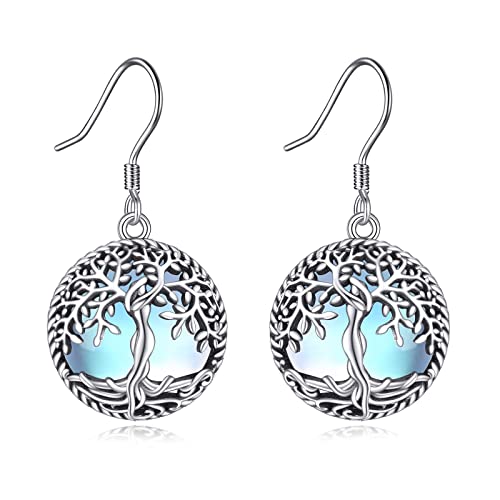 Lebensbaum Ohrringe 925 Sterling Silber Baum des Leben Ohrhänger Mondstein Lebensbaum Schmuck Geschenk für Damen von VENACOLY