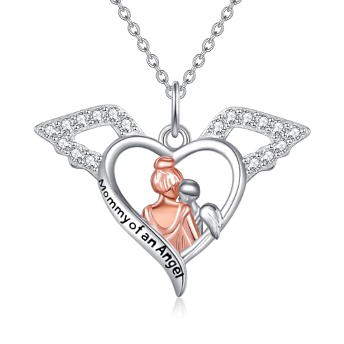 VENACOLY Fehlgeburt Geschenke Engels baby Gedenk Halskette S925 Sterling Silber Mommy Of An Angel Halskette Engel Flügel Fehlgeburt Halskette Schmuck für Mütter Frauen Damen Mama VENACOLY Fehlgeburt Geschenke Engels baby Gedenk Halskette S925 Sterling Silber Mommy Of An Angel Halskette Engel Flügel Fehlgeburt Halskette Schmuck für Mütter Frauen Damen Mama von VENACOLY