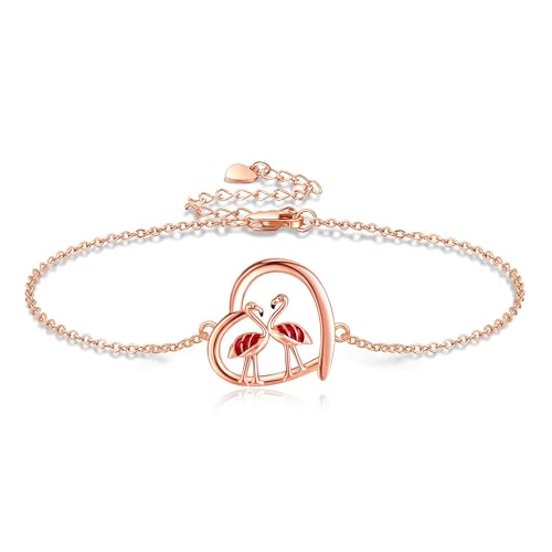 VENACOLY Flamingo Armband Sterling Silber Rosegolden Flamingo Schmuck für Damen Frauen von VENACOLY
