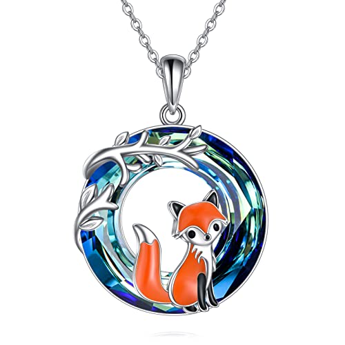 VENACOLY Fuchs Kette 925 Sterling Silber Fuchs Anhänger Halskette mit Kristall Fuchs Schmuck Geschenk für Damen von VENACOLY