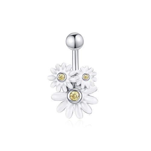 VENACOLY Gänseblümchen Bauchnabelpiercing 925 Sterling Silber Nabelpiercing Schmuck Bauchpiercing Geschenk für Damen von VENACOLY