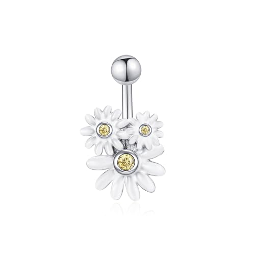 VENACOLY Gänseblümchen Bauchnabelpiercing 925 Sterling Silber Nabelpiercing Muttertag Schmuck Bauchpiercing Geschenk für Damen von VENACOLY