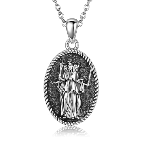 VENACOLY Göttin Hekate Kette 925 Sterling Silber Mondgöttin Anhänger Halskette Hekate Schmuck Geschenk für Damen von VENACOLY