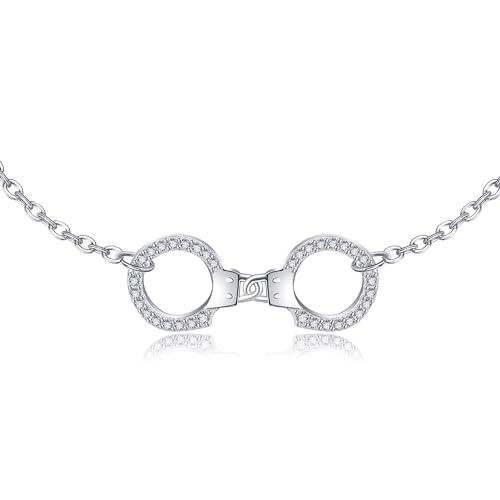 VENACOLY Handschellen-Kropfband Sterling Silber Choker Halskette Handschelle Punk-Schmuck Geschenke für Frauen Mädchen von VENACOLY