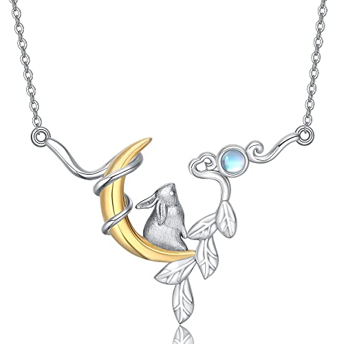 VENACOLY Hase Kette 925 Sterlingsilber Kaninchen Anhänger Halskette Bunny Valentinstag Schmuck Muttertag Geschenk für Damen Frauen von VENACOLY