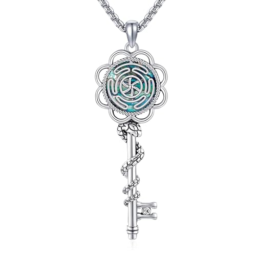 VENACOLY Hecate Schlüssel Halskette 925 Sterling Silber Hecate Amulett Anhänger Triple Moon Göttin Schmuck Schlange Hecate Halskette Geschenke für Frauen von VENACOLY