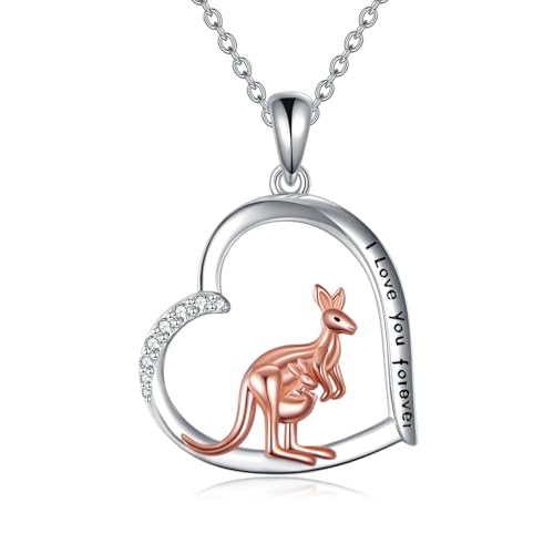 VENACOLY Känguru Kette Geschenke S925 Sterling Silber Känguru Anhänger süßer Känguru Halskette Schmuck für Damen Frauen Känguru Liebhaber von VENACOLY