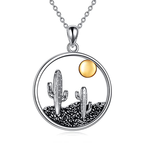 VENACOLY Kaktus Halskette 925 Sterling Silber Wüsten Kaktus Anhänger Halskette Naturgeschenke für Frauen Naturliebhaberinnen7 von VENACOLY