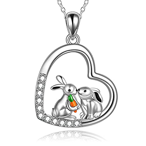 VENACOLY Kaninchen Geschenke für Frauen Hase Kaninchen Halskette Sterling Silber niedlich Kaninchen Tier Anhänger Schmuck für Tochter Frau Schwester Freundin von VENACOLY