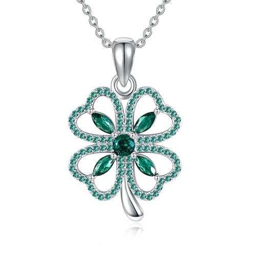 VENACOLY Klee Kette 925 Sterling Silber Vierblättrige Kleeblatt Halskette Klee Schmuck für Frauen von VENACOLY