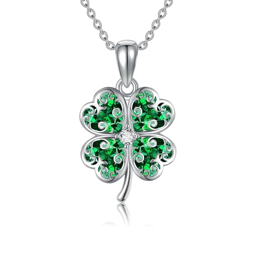 VENACOLY Kleeblatt Kette 925 Sterling Silber Vierblättriges Anhänger Halskette Kleeblatt Schmuck ST. Patricks Day Geschenk für Damen von VENACOLY