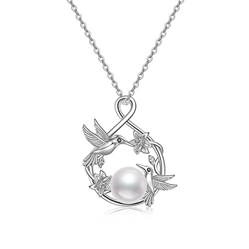 VENACOLY Kolibri Halskette mit Blumen Perle Peandant Hals Vogel Tier Schmuck Geschenk für Frauen Kolibri Liebhaber von VENACOLY