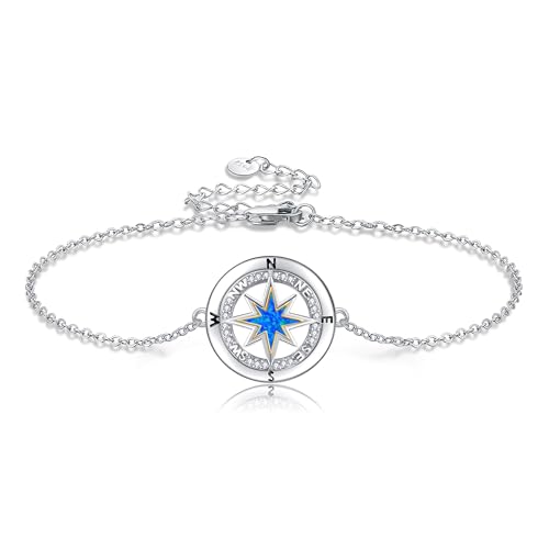 VENACOLY Kompass Armband aus Sterlingsilber Opal Armbänder AbschlussMuttertag Schmuck Geschenke für Frauen und Mädchen von VENACOLY