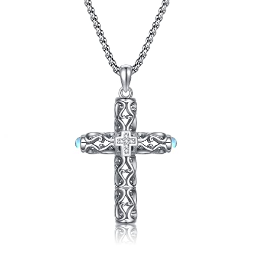 VENACOLY Kreuz Kette 925 Sterling Silber Aushöhlen Kreuz Anhänger Halskette Kreuz Schmuck Geschenk für Damen von VENACOLY