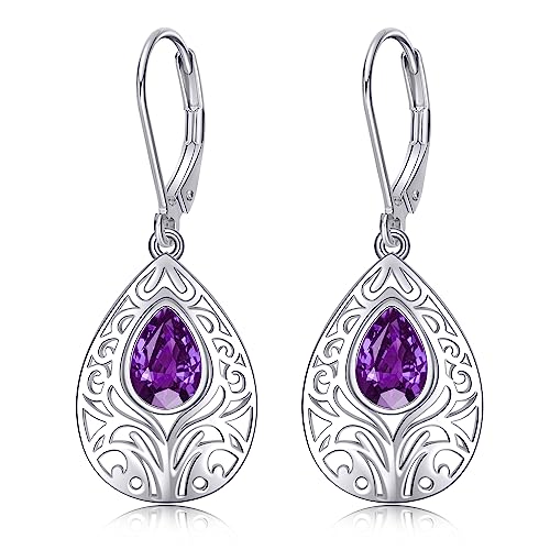 VENACOLY Lavendel Ohrringe für Frauen 925 Sterling Silber Fliederfarbene Filigran Ohrringe Lavendel Schmuckgeschenke für Frauen von VENACOLY