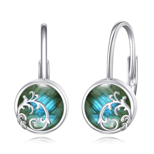 VENACOLY Leverback Filigrane Labradorit Ohrringe 925 Sterling Silber Labradorit Filigrane Ohrringe Schmuck Geschenk für Frauen von VENACOLY