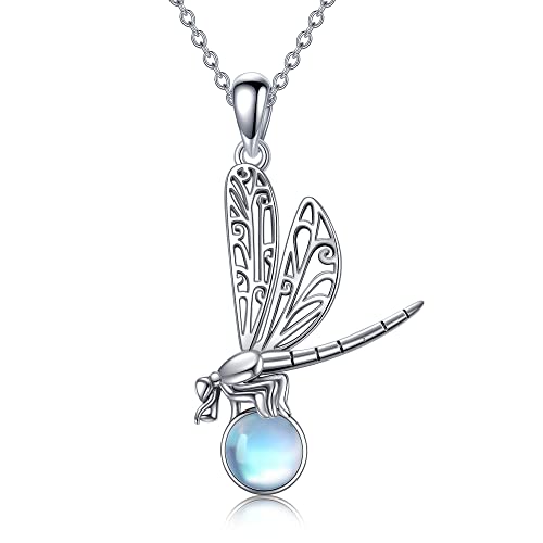 VENACOLY Libelle Kette 925 Sterling Silber Libelle Anhänger Halskette Mondstein Libelle Schmuck Geschenk für Damen von VENACOLY