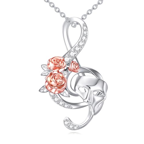 VENACOLY Musik Note Halskette 925 Sterling Silber Phantom der Oper Kette Phantom der Opern Maske Anhänger Schmuck Geschenke für Frauen Damen, Broadway Musical Fans Geschenke von VENACOLY