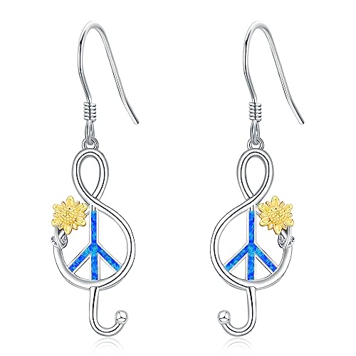 VENACOLY Musiknoten Friedenszeichen-ohrringe 925 Sterling Silber Frieden Ohrringe Musik Ohrringe Friedenszeichen Dangle Earrings Opal Musikschmuck Geschenke für Frauen VENACOLY Musiknoten Friedenszeichen-ohrringe 925 Sterling Silber Frieden Ohrringe Musik Ohrringe Friedenszeichen Dangle Earrings Opal Musikschmuck Geschenke für Frauen von VENACOLY