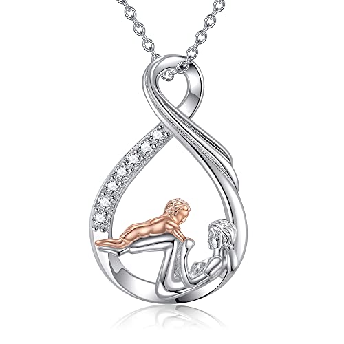 VENACOLY Mutter Sohn Kette Sterling Silber Mama Sohn Anhänger Halskette Schmuck Geschenk für Damen Mutter von VENACOLY