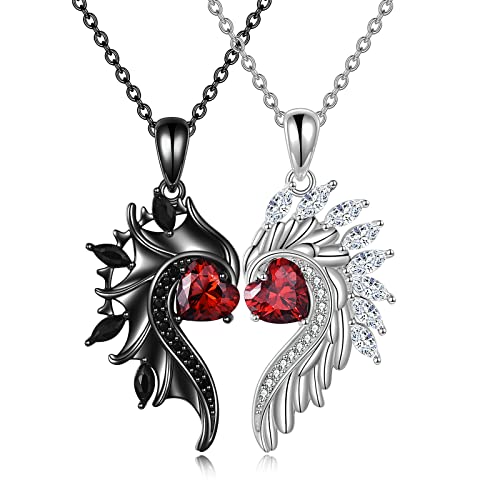 VENACOLY Paare Halskette Sterling Silber Ihn und Ihn Passende Halskette Herz Symbol der Liebe Anhänger Paare Velentines Schmuck Geschenke für Paar Sie Ihn von VENACOLY