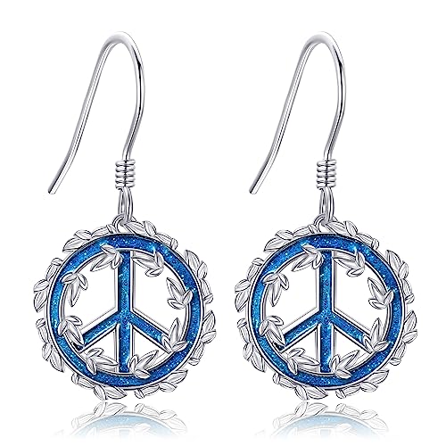 VENACOLY Peace Zeichen Ohrringe 925 Sterling Silber 70er Jahre Hippie Ohrringe Schmuckgeschenke für Frauen Mädchen von VENACOLY