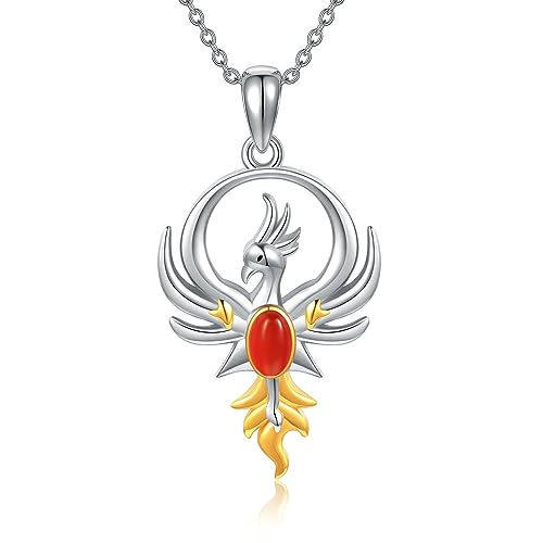 VENACOLY Phoenix Halskette Sterling Silber Bernstein Anhänger Phoenix Schmuck Geschenke für Frauen Mädchen von VENACOLY