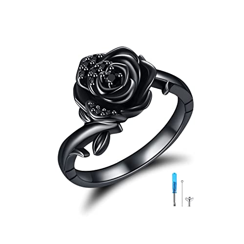 VENACOLY Rose Blumen Urne Ring für Asche Frauen 925 Sterling Silber Rose Kremations Schmuck Erinnerungs Ring Geschenke(6) von VENACOLY