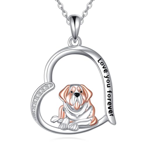 VENACOLY Saint Bernard Halskette 925 Sterling Silber Saint Bernard Anhänger Schmuck Geschenke für Frauen Saint Bernard Hund Liebhaber von VENACOLY