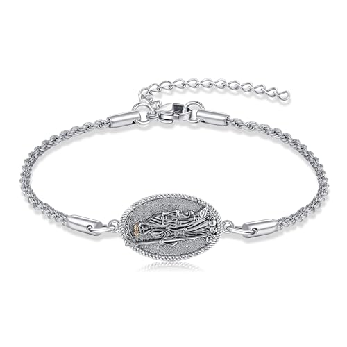 VENACOLY Santa Muerte Armband 925 Stering Silber Reaper Sensenmann Armbänder Santa Muerte Religiöse Schmuck Geschenk für Damen Männer von VENACOLY