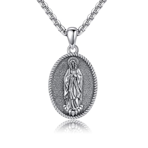 VENACOLY Santa Muerte Kette 925 Sterling Silber Sensenmann Anhänger Halskette Santa Muerte Schmuck Geschenk für Damen von VENACOLY