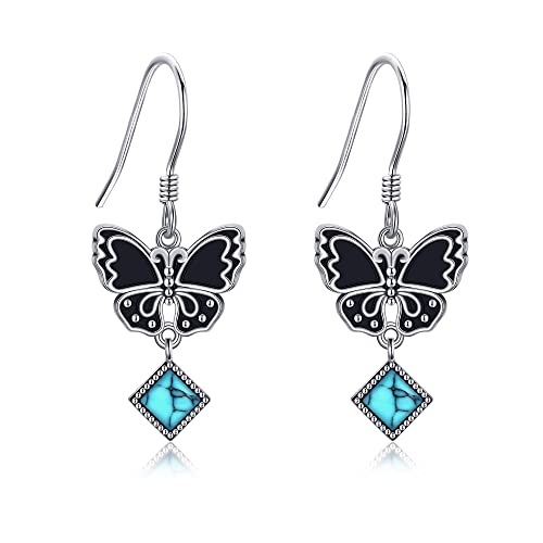 VENACOLY Schmetterling Dangle Ohrringe Sterling Silber Türkis Drop Ohrringe Vintage Ohrringe Schmuck Valentinstag Geburtstagsgeschenke für Frauen Mädchen von VENACOLY