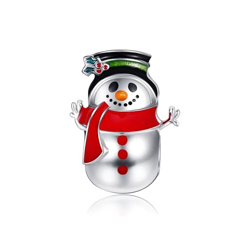 VENACOLY Schneemann Charm Anhänger Sterling Silber Weihnachten Bead Charm Schneemann Muttertag Schmuck für Damen Frauen von VENACOLY