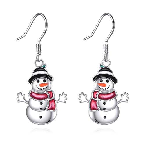 VENACOLY Schneemann Ohrringe 925 Sterling Silber Schneemann Dangle Drop Ohrringe Schmuck Geschenk für Frauen Schneemann Liebhaber von VENACOLY