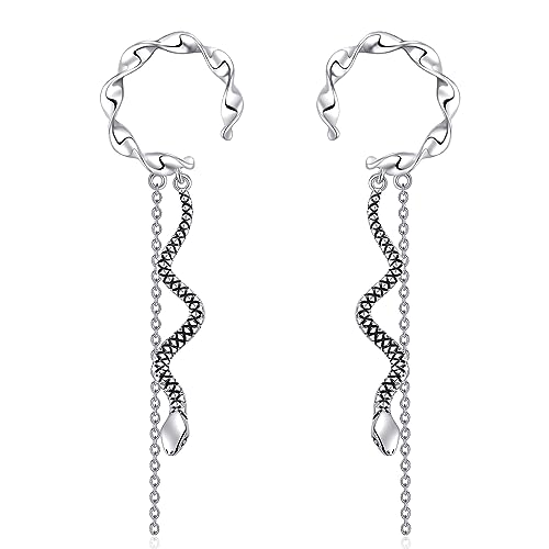 VENACOLY Snake Earrings 925 Sterling Silver Schlangen-Ohrringe für Frauen Ohrmanschetten ohne Piercing Lange Ohrringe Schlangen-Schmuck Geschenke für Frauen von VENACOLY