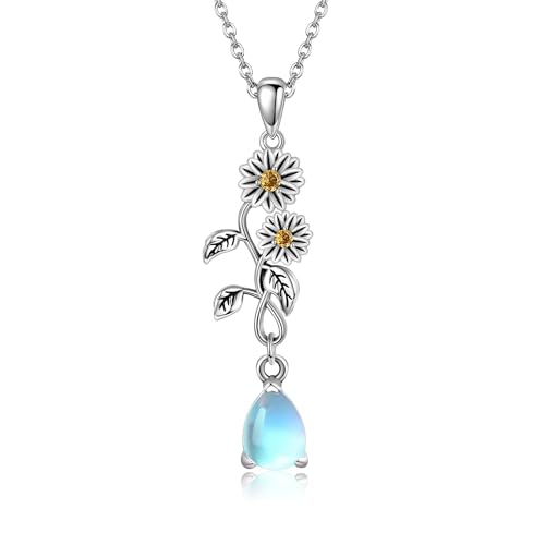 VENACOLY Sonnenblumen Kette 925 Sterling Silber Sonnenblumen Anhänger Halskette Sonnenblume Muttertag Schmuck Geschenk Für Damen von VENACOLY