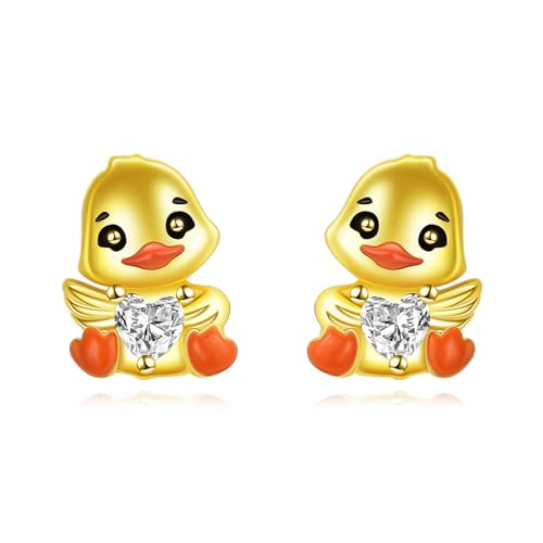 VENACOLY Sterling Silber Ente Ohrringe Enten Studs Ohrhänger Duck Schmuck für Frauen weibliche Entenliebhaber Geschenk von VENACOLY