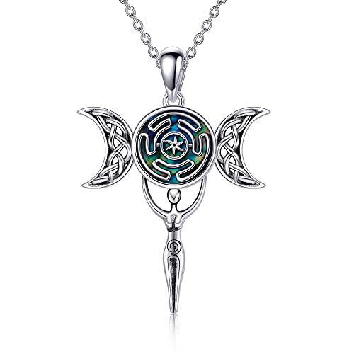 VENACOLY Triple Mond Göttin Kette 925 Sterling Silber Hekate Dreifache Anhänger Halskette Schmuck Geschenk für Damen von VENACOLY