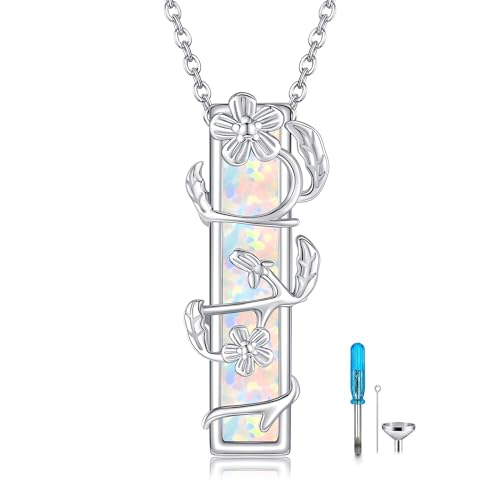 VENACOLY Urn Halsketten für Asche Sterling Silber Opal 3D Bar Einäscherung Schmuck für Asche Memorial Andenken Geschenke für Frauen Frau Mutter von VENACOLY