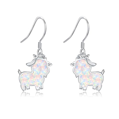 Ziege Ohrringe Sterling Silber Opal Goat Ohrhänger Tier Muttertag Schmuck für Damen Frauen von VENACOLY