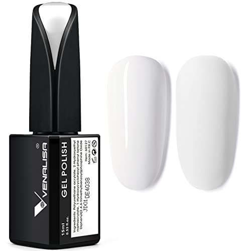 VENALISA UV Nagellack Weiß Nagellack Gel für UV Nagellampe Langlebige Maniküre Nagelgellack Soak Off Nail Gel Polish White 15ml von V VENALISA