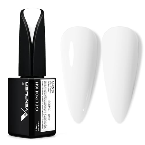 VENALISA UV Nagellack Weiß Nagellack Gel für UV Nagellampe Langlebige Maniküre Nagelgellack Soak Off Nail Gel Polish White 15ml von V VENALISA