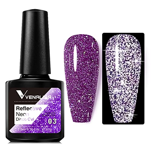 VENALISA UV Gel Nagellack Glitzer,Glitzer Gel Nagellack Helles Lila Nagelgel Shiny Reflective Glitter Gel Nail Polish Gelnägel für anfänger Nagelstudio von V VENALISA