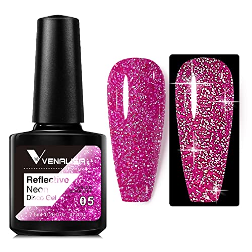 VENALISA UV Gel Nagellack Glitzer,Glitzer Gel Nagellack Rosen rot Nagelgel Shiny Reflective Glitter Gel Nail Polish Gelnägel für anfänger Nagelstudio von V VENALISA