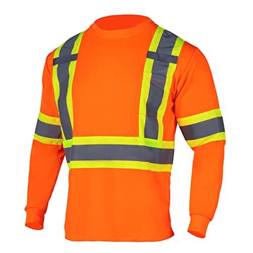 VENDACE Herren High Vis Class 2 Safety Shirt Langarm - Orange - Mittel von VENDACE
