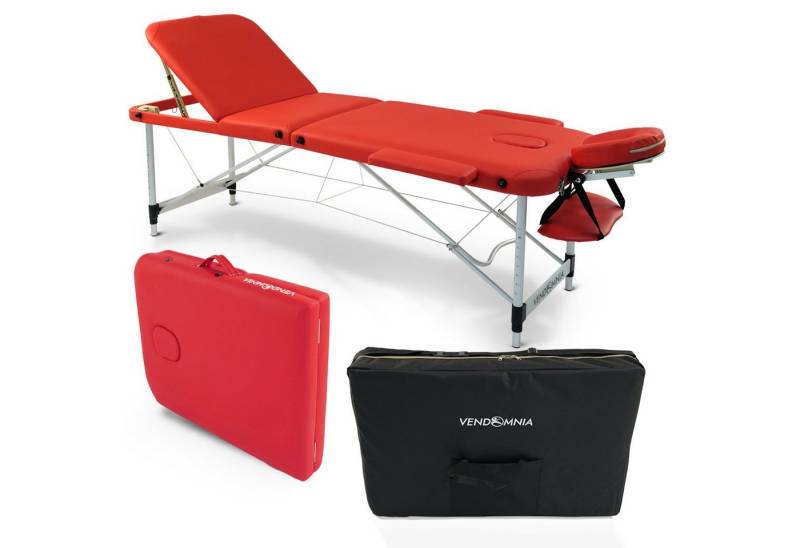 VENDOMNIA Massageliege Mobile Massageliege - Aluminium oder Holzfüße mit 2 - 3 Zonen (Klappbar Massagetisch Massagebett Massagebank Behandlungsliege), inkl. hochwertiger Kopfstütze Tasche Armlehnen von VENDOMNIA